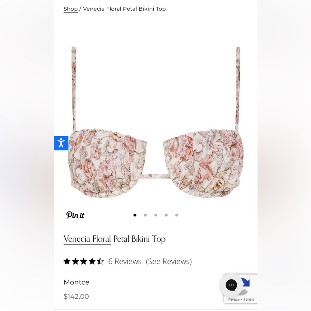 Montce Venecia Floral Petal Bikini Top- NWT